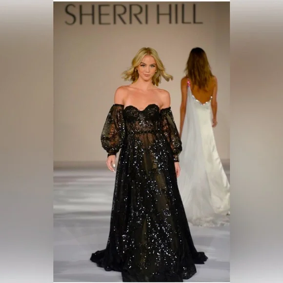 Sherri Hill 55017 black/nude prom gown - Picture 1 of 6